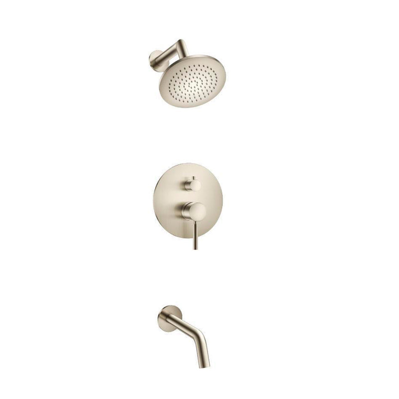 Serie 100 2 Way Pressure Balance Complete Shower Set - Wall Mount - 6" Brass/Brushed Nickel