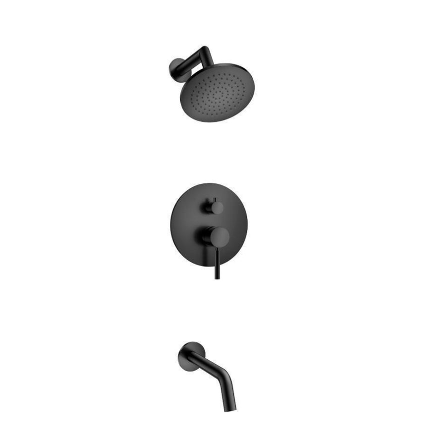 Serie 100 2 Way Pressure Balance Complete Shower Set - Wall Mount - 6" Brass/Matt Black