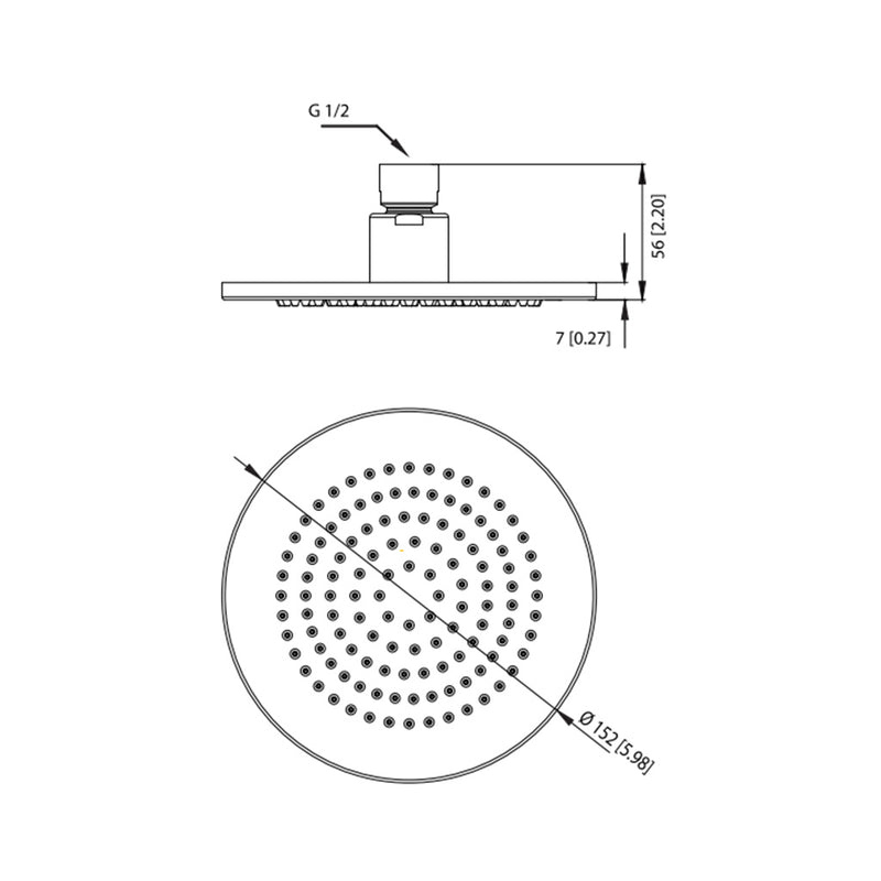 Serie 100 2 Way Pressure Balance Complete Shower Set - Wall Mount - 6" Brass/Matt Black