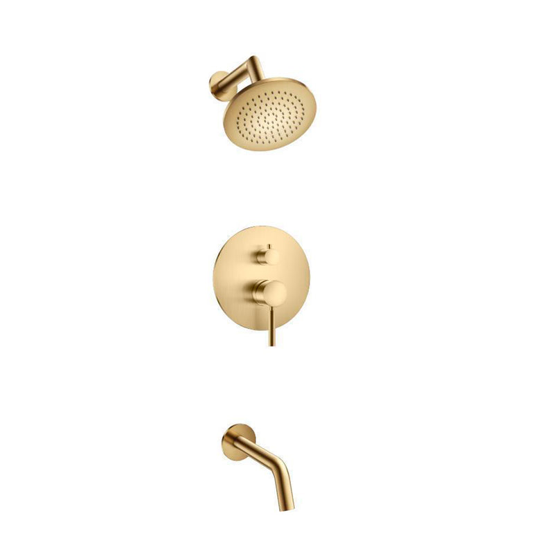 Serie 100 2 Way Pressure Balance Complete Shower Set - Wall Mount - 6" Brass/Satin Brass