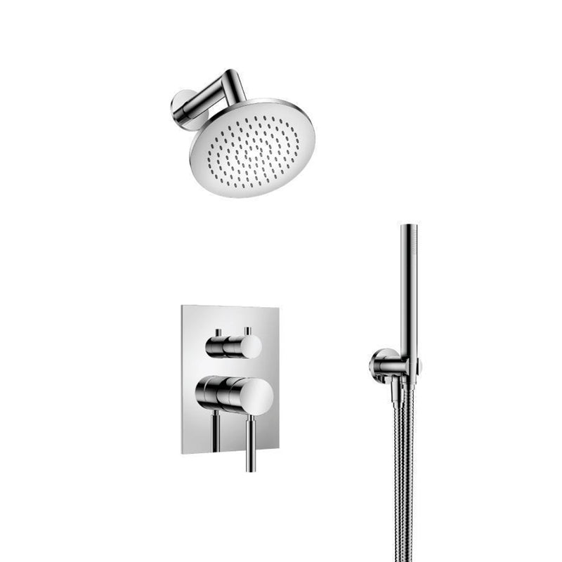 Serie 100 2 Way Pressure Balance Complete Shower Set - Wall Mount - 6" Brass/Polished Chrome