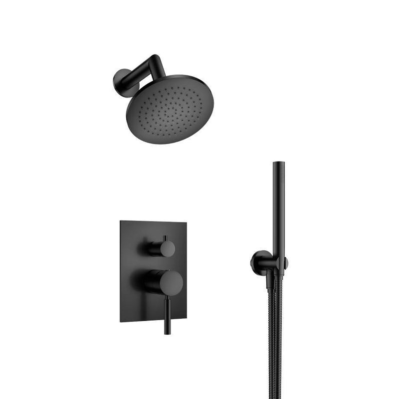 Serie 100 2 Way Pressure Balance Complete Shower Set - Wall Mount - 6" Brass/Matt Black