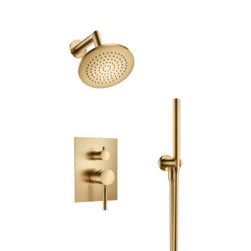 Serie 100 2 Way Pressure Balance Complete Shower Set - Wall Mount - 6" Brass/Satin Brass