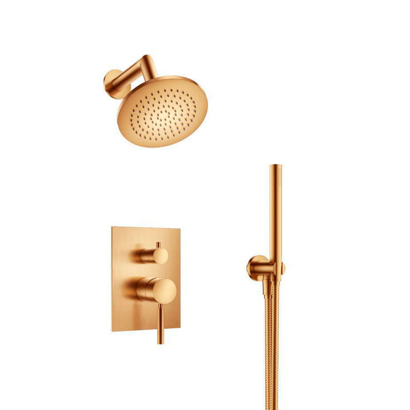 Serie 100 2 Way Pressure Balance Complete Shower Set - Wall Mount - 6" Brass/Brushed Bronze