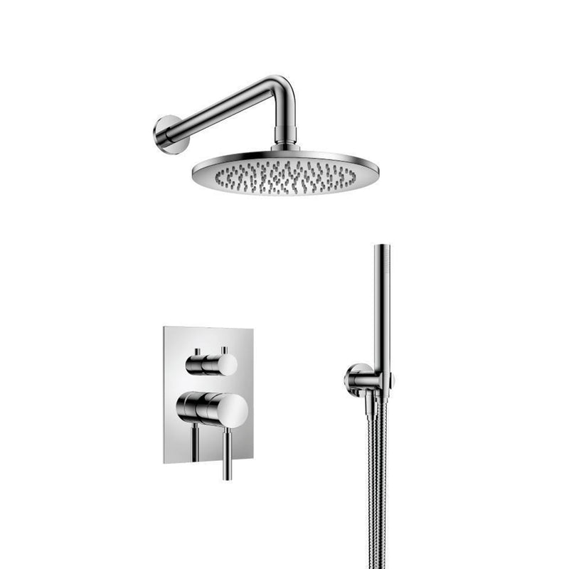 Serie 100 2 Way Pressure Balance Complete Shower Set - Wall Mount - 8" Brass/Polished Chrome