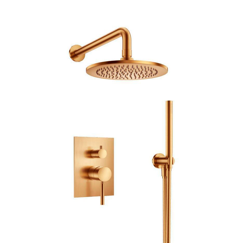 Serie 100 2 Way Pressure Balance Complete Shower Set - Wall Mount - 8" Brass/Brushed Bronze