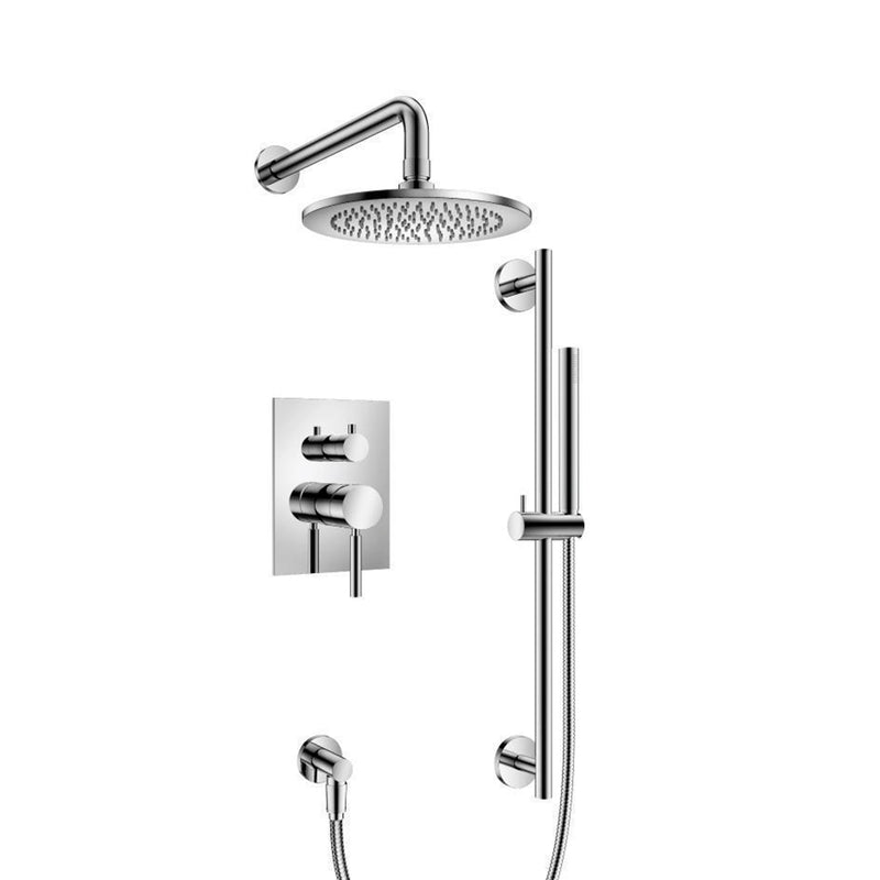Serie 100 2 Way Pressure Balance Complete Shower Set - Wall Mount - 8" Brass/Polished Chrome