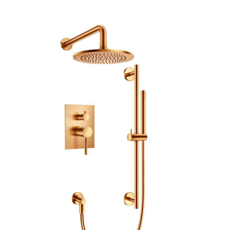 Serie 100 2 Way Pressure Balance Complete Shower Set - Wall Mount - 8" Brass/Brushed Bronze