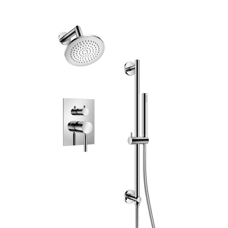 Serie 100 2 Way Pressure Balance Complete Shower Set - Wall Mount - 6" Brass/Polished Chrome
