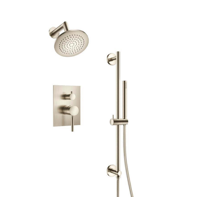 Serie 100 2 Way Pressure Balance Complete Shower Set - Wall Mount - 6" Brass/Brushed Nickel