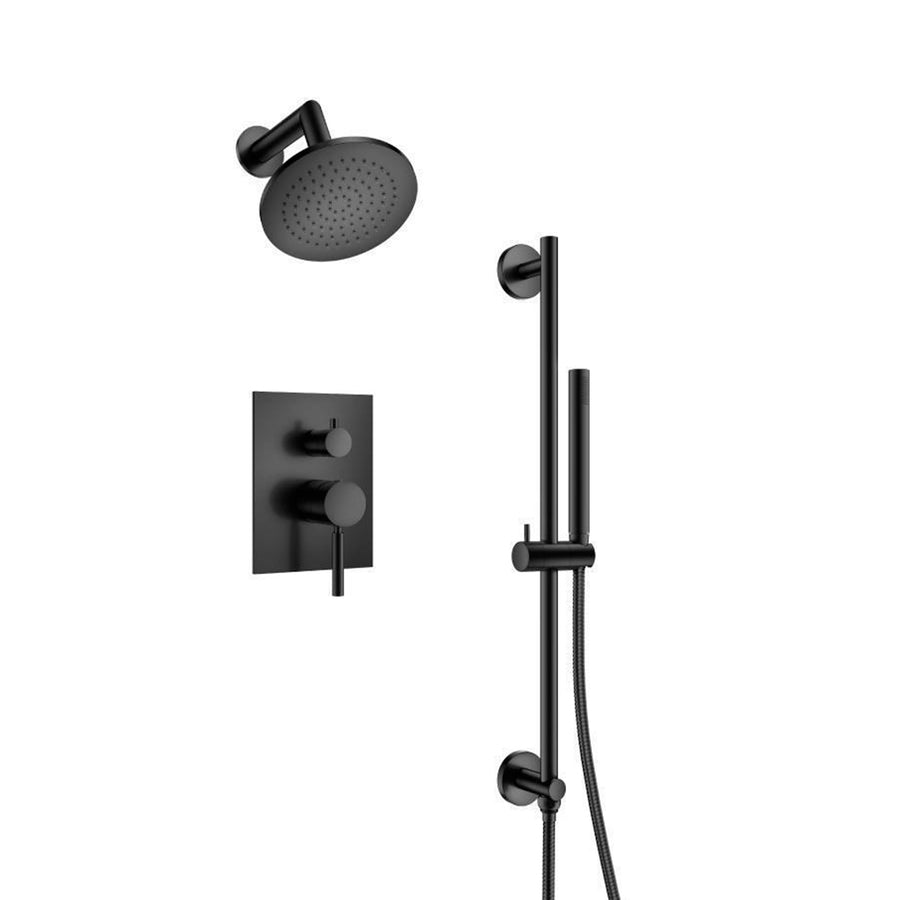 Serie 100 2 Way Pressure Balance Complete Shower Set - Wall Mount - 6" Brass/Matt Black