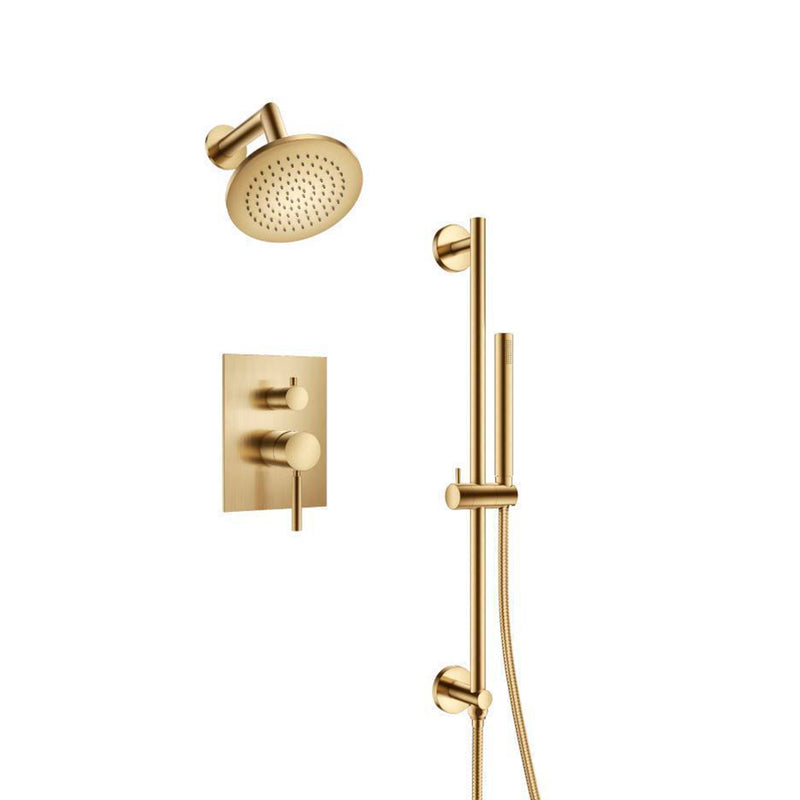 Serie 100 2 Way Pressure Balance Complete Shower Set - Wall Mount - 6" Brass/Satin Brass