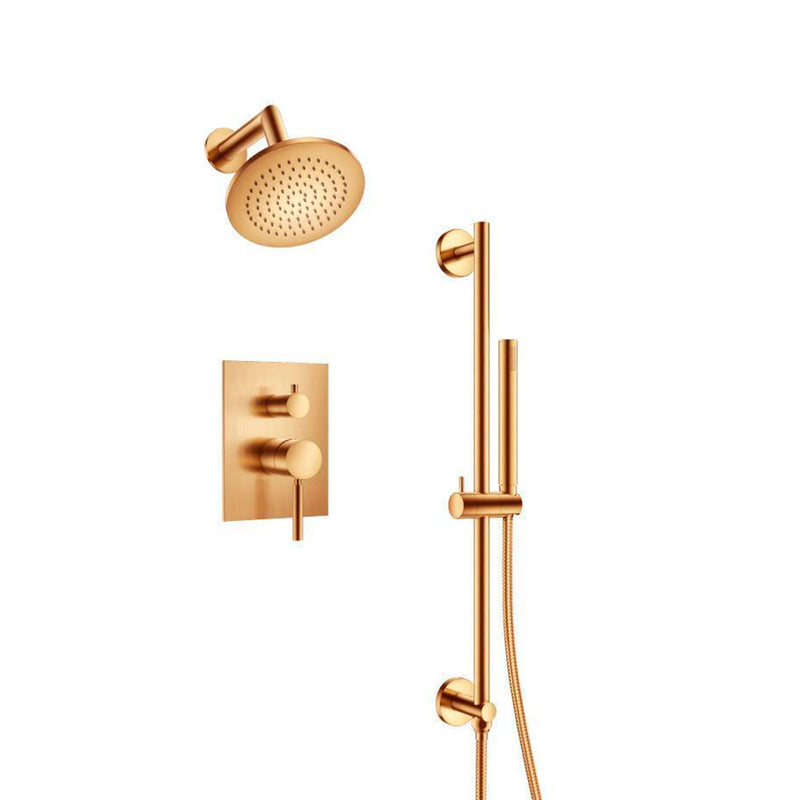 Serie 100 2 Way Pressure Balance Complete Shower Set - Wall Mount - 6" Brass/Brushed Bronze
