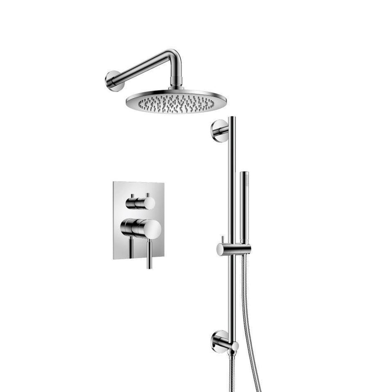 Serie 100 2 Way Pressure Balance Complete Shower Set - Wall Mount - 8" Brass/Polished Chrome
