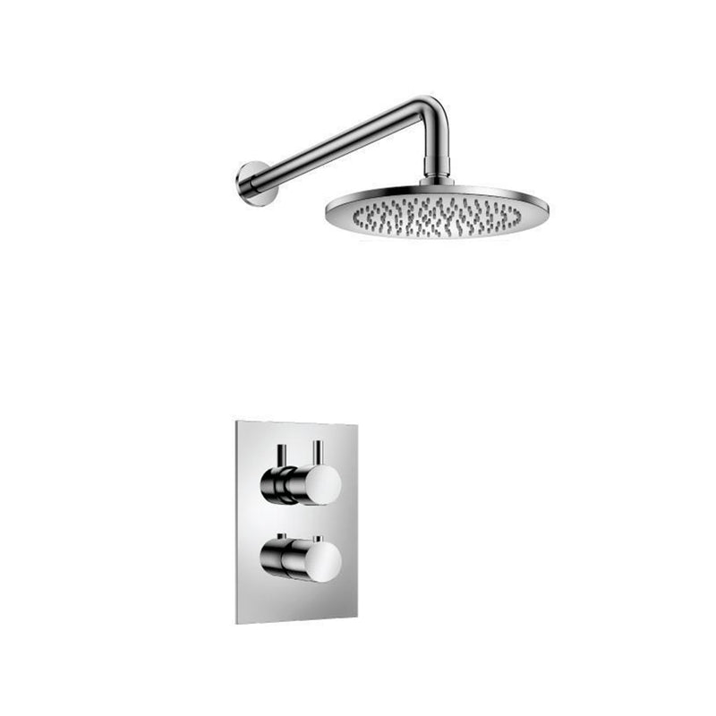 Serie 100 1 Way Thermostatic Complete Shower Set - Wall Mount - 8" Brass/Polished Chrome