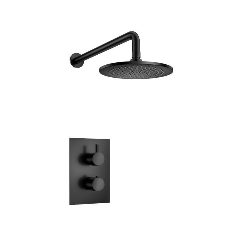 Serie 100 1 Way Thermostatic Complete Shower Set - Wall Mount - 8" Brass/Matt Black