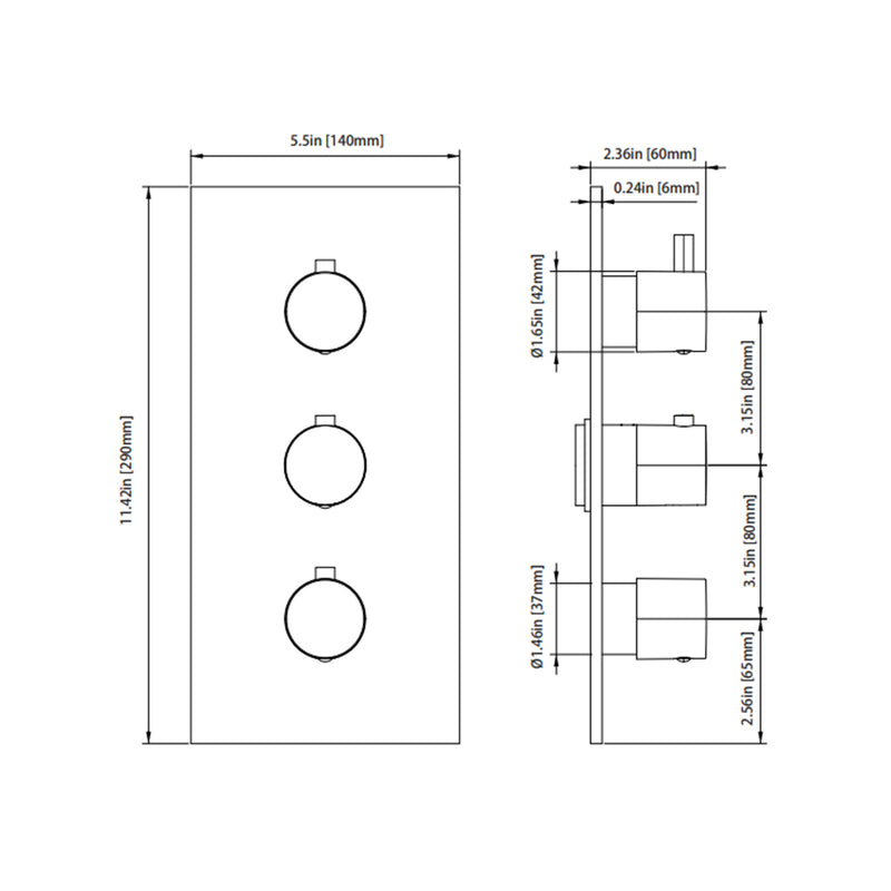 Serie 100 2 Way Thermostatic Complete Shower Set - Wall Mount - 10" Brass/Polished Chrome