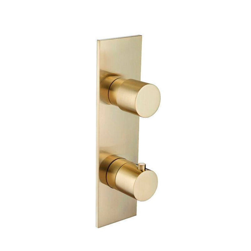 Serie 100 2 Way Thermostatic Complete Shower Set - Wall Mount - 8" Brass/Satin Brass