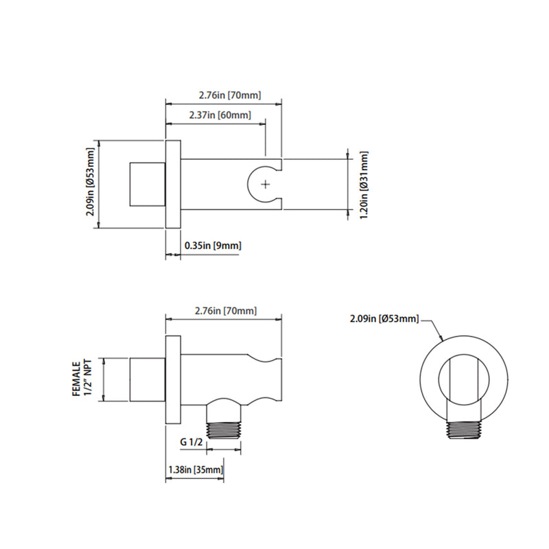 Serie 100 2 Way Thermostatic Complete Shower Set - Wall Mount - 8" Brass/Satin Brass