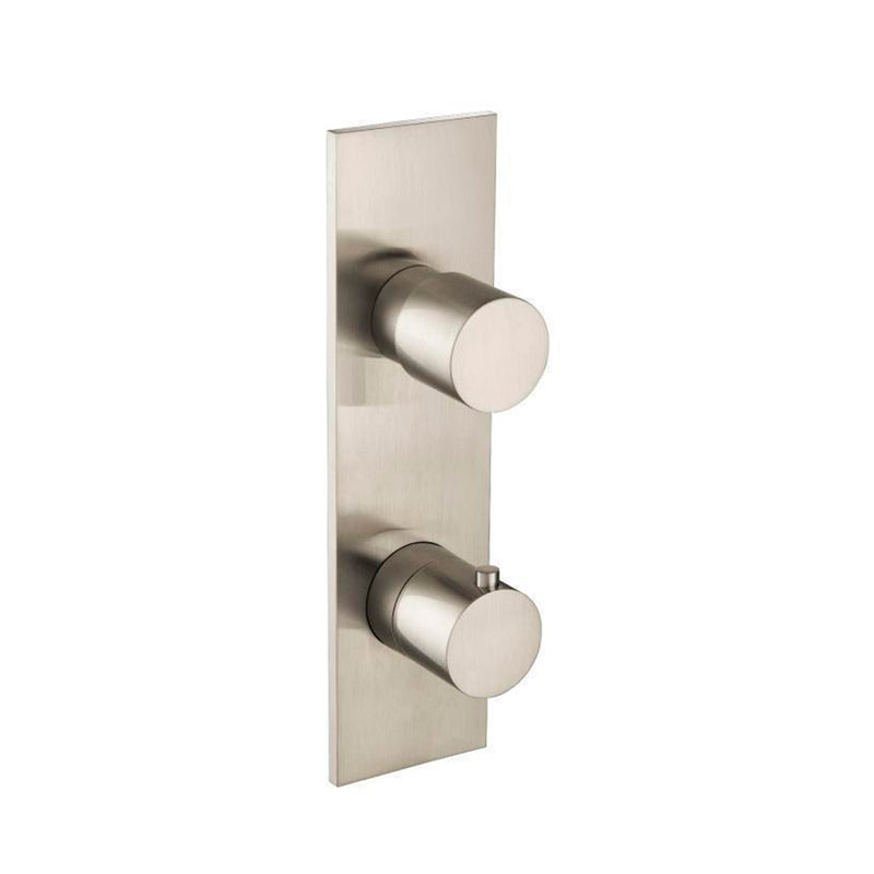 Serie 100 2 Way Thermostatic Complete Shower Set - Wall Mount - 8" Brass/Brushed Nickel