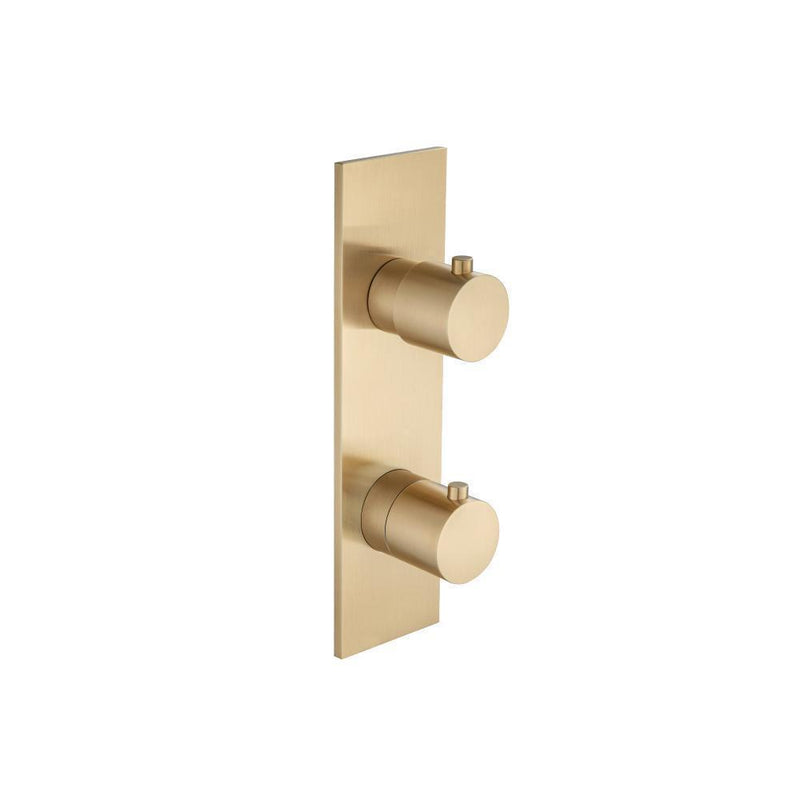 Serie 100 2 Way Thermostatic Complete Shower Set - Wall Mount - 8" Brass/Brushed Bronze