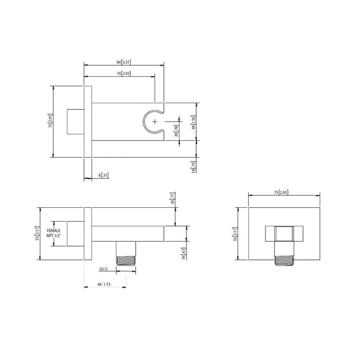 Serie 196 2 Way Thermostatic Trim Complete Shower Set - Wall Mount - 6" Brass/Satin Brass