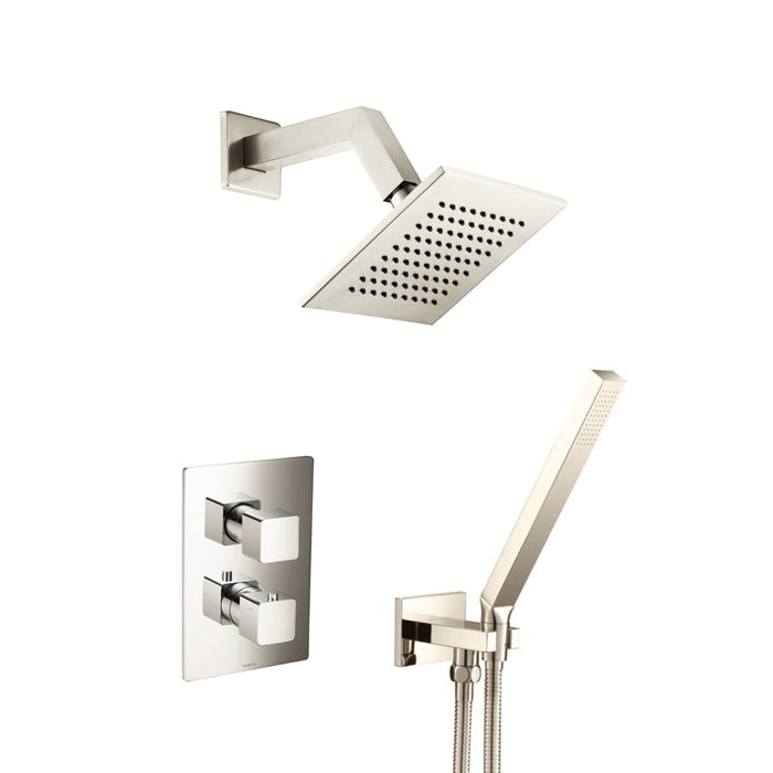 Serie 196 2 Way Thermostatic Trim Complete Shower Set - Wall Mount - 6" Brass/Polished Nickel