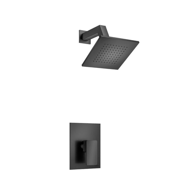Serie 196 1 Way Pressure Balance Complete Shower Set - Wall Mount - 6" Brass/Matt Black