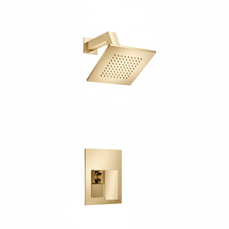 Serie 196 1 Way Pressure Balance Complete Shower Set - Wall Mount - 6" Brass/Satin Brass