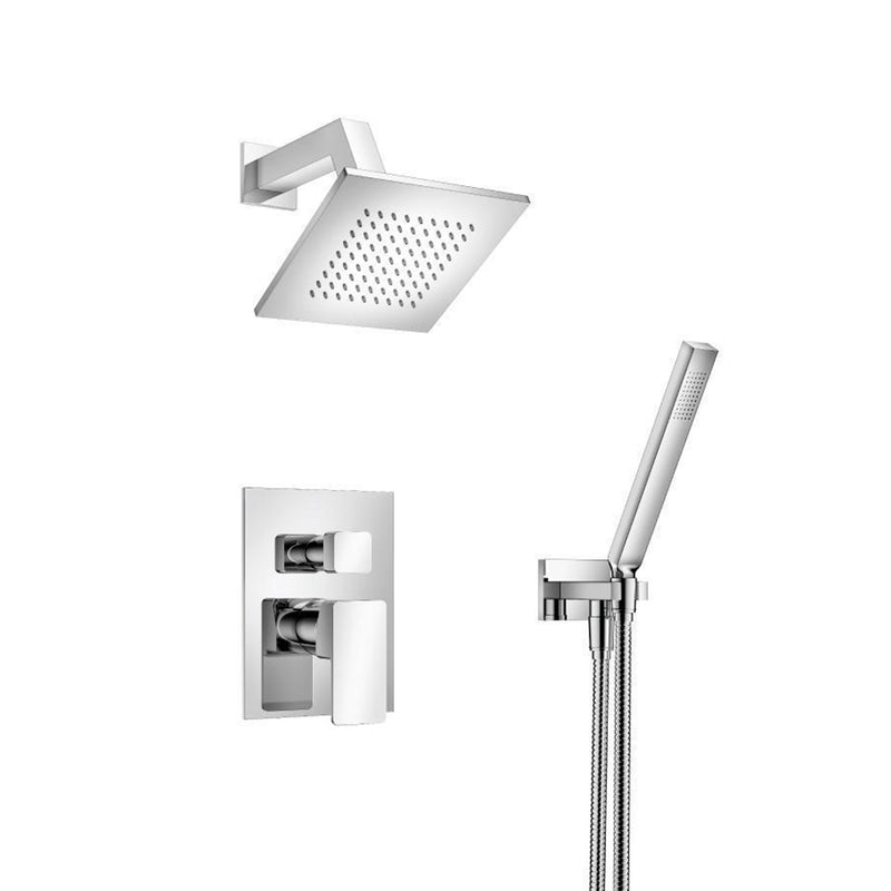 Serie 196 2 Way Pressure Balance Complete Shower Set - Wall Mount - 6" Brass/Polished Chrome