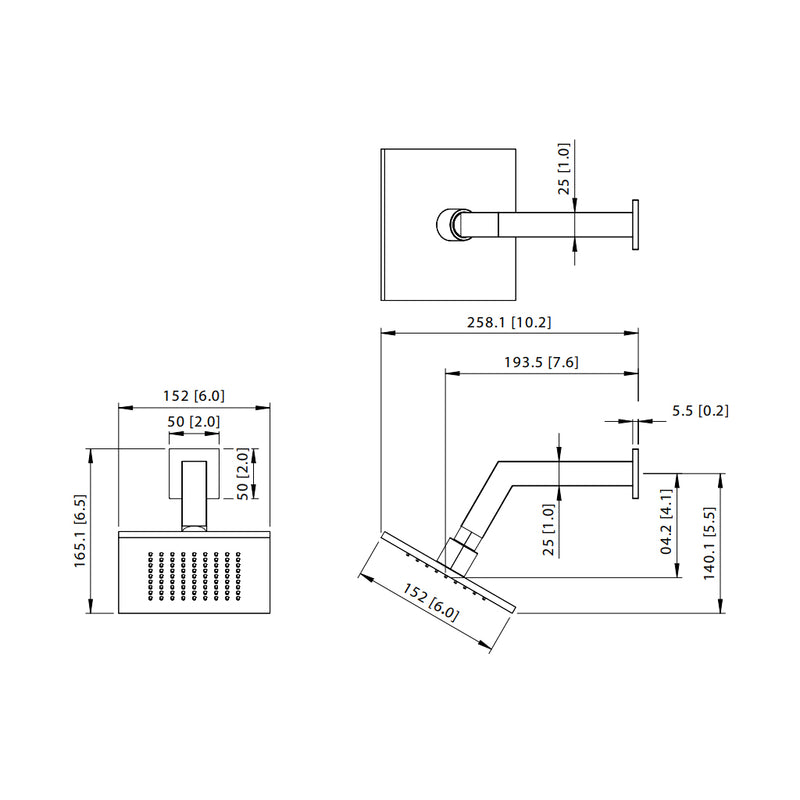 Serie 196 2 Way Pressure Balance Complete Shower Set - Wall Mount - 6" Brass/Polished Nickel