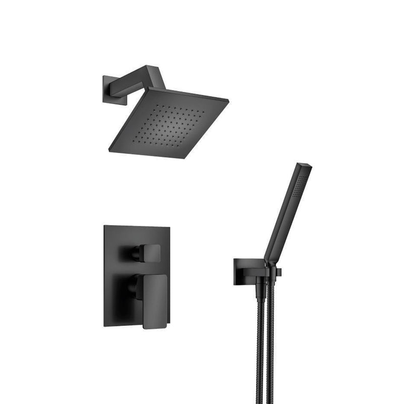 Serie 196 2 Way Pressure Balance Complete Shower Set - Wall Mount - 6" Brass/Matt Black