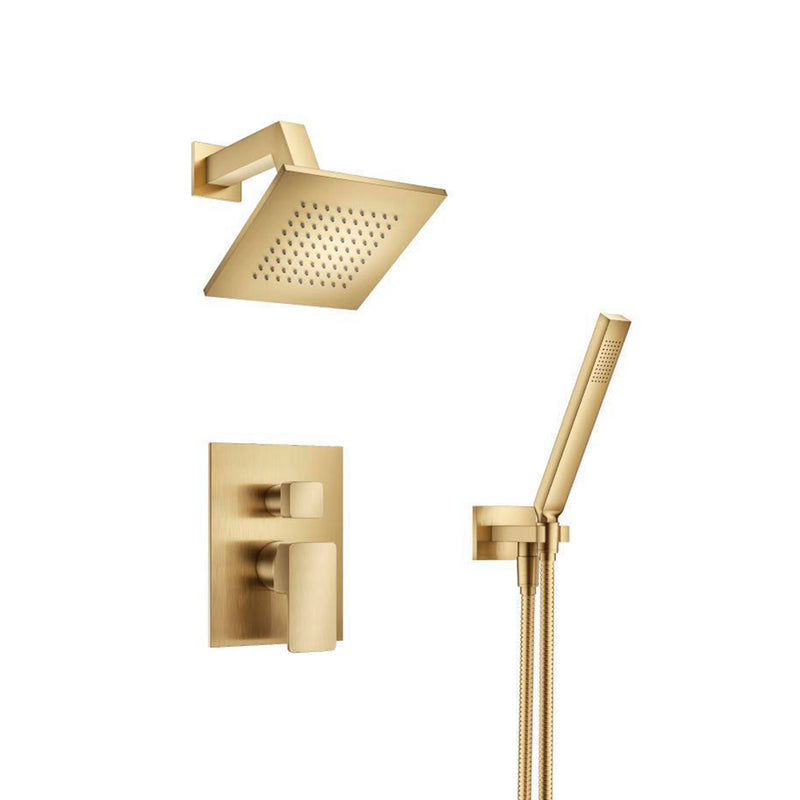Serie 196 2 Way Pressure Balance Complete Shower Set - Wall Mount - 6" Brass/Satin Brass