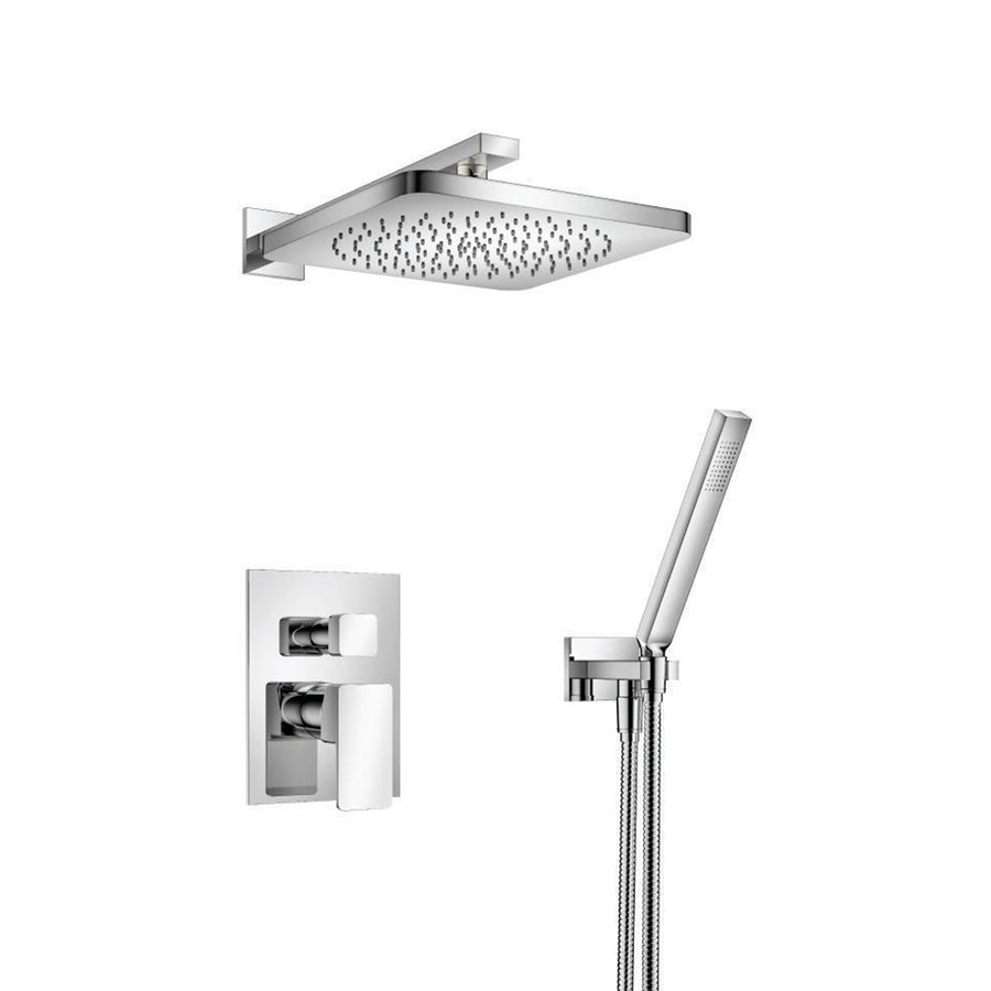 Serie 196 2 Way Pressure Balance Complete Shower Set - Wall Mount - 10" Brass/Polished Chrome