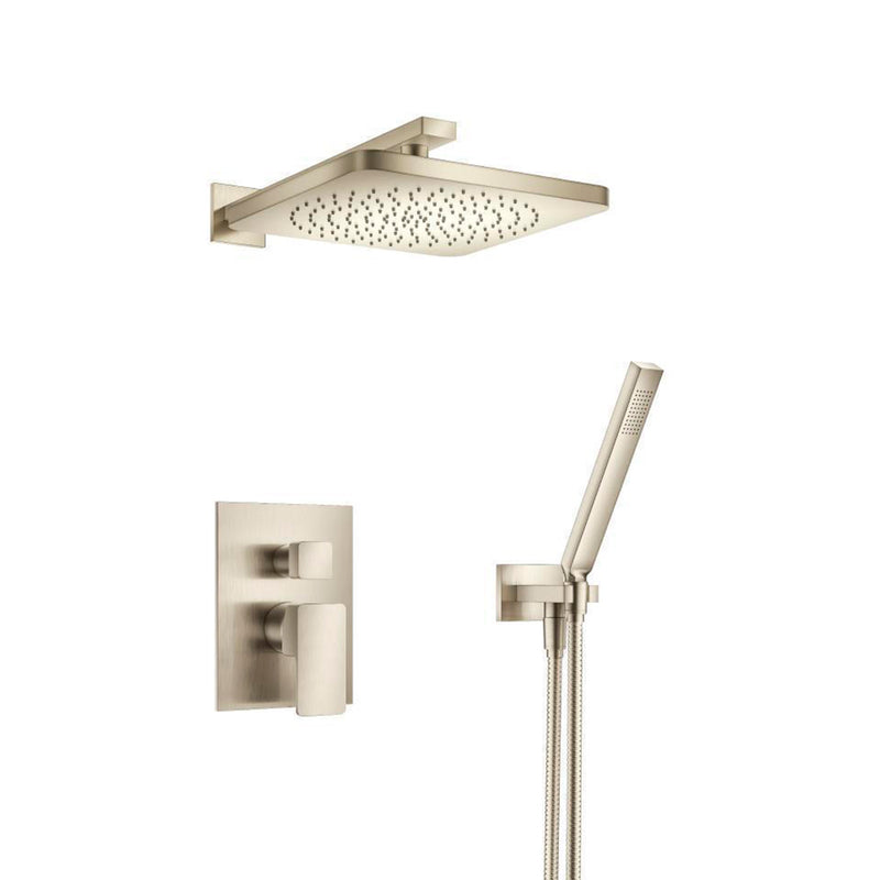 Serie 196 2 Way Pressure Balance Complete Shower Set - Wall Mount - 10" Brass/Brushed Nickel