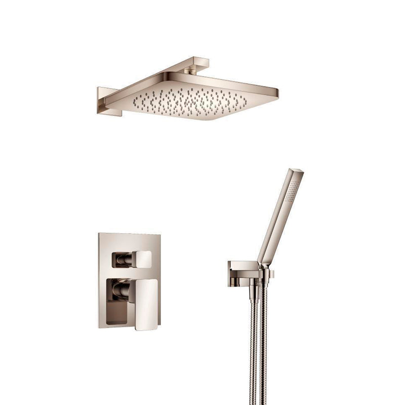 Serie 196 2 Way Pressure Balance Complete Shower Set - Wall Mount - 10" Brass/Polished Nickel