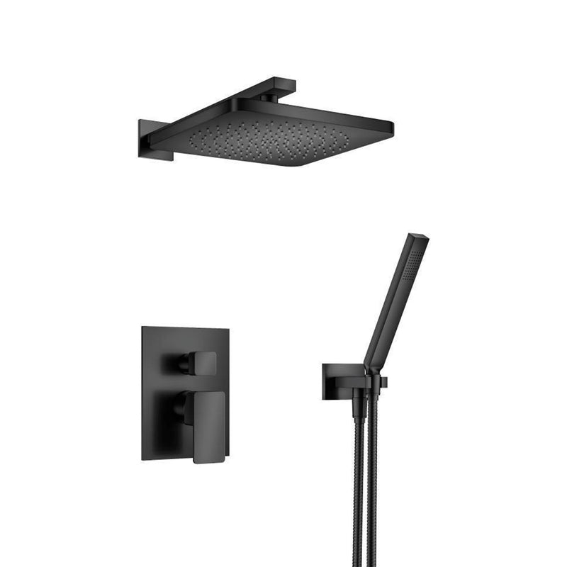 Serie 196 2 Way Pressure Balance Complete Shower Set - Wall Mount - 10" Brass/Matt Black