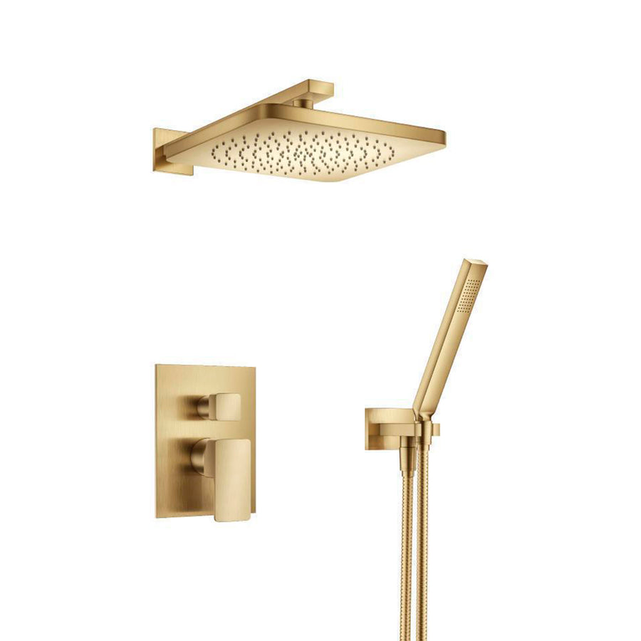 Serie 196 2 Way Pressure Balance Complete Shower Set - Wall Mount - 10" Brass/Satin Brass