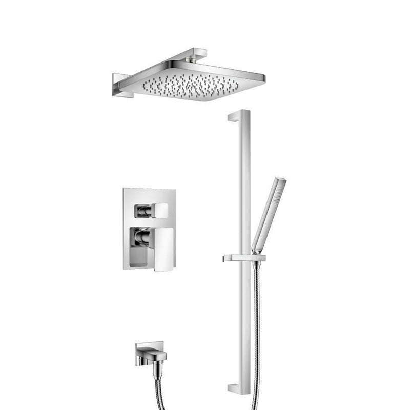 Serie 196 2 Way Pressure Balance Complete Shower Set - Wall Mount - 10" Brass/Polished Chrome
