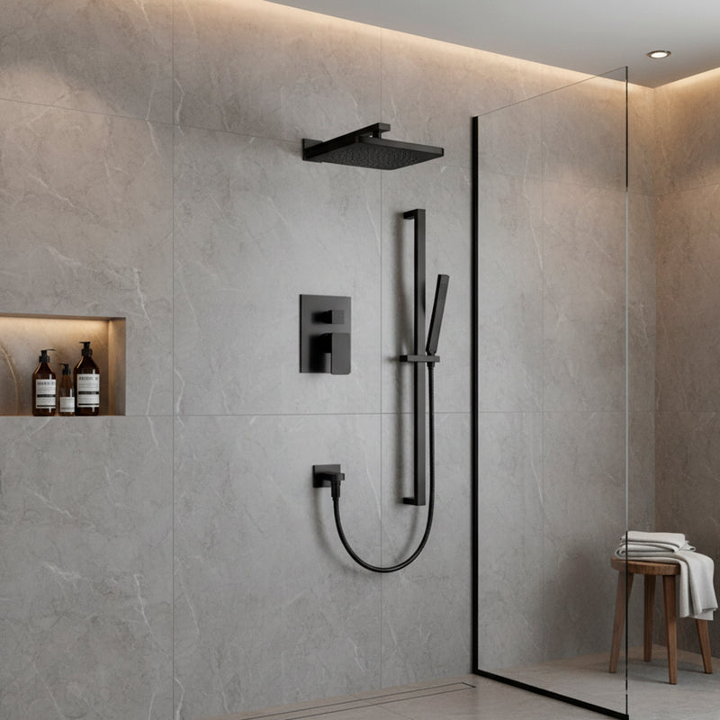 Serie 196 2 Way Pressure Balance Complete Shower Set - Wall Mount - 10" Brass/Polished Chrome