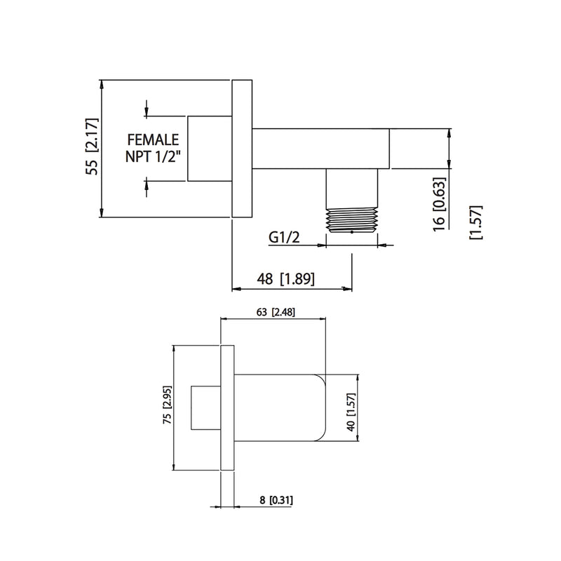 Serie 196 2 Way Pressure Balance Complete Shower Set - Wall Mount - 10" Brass/Brushed Nickel