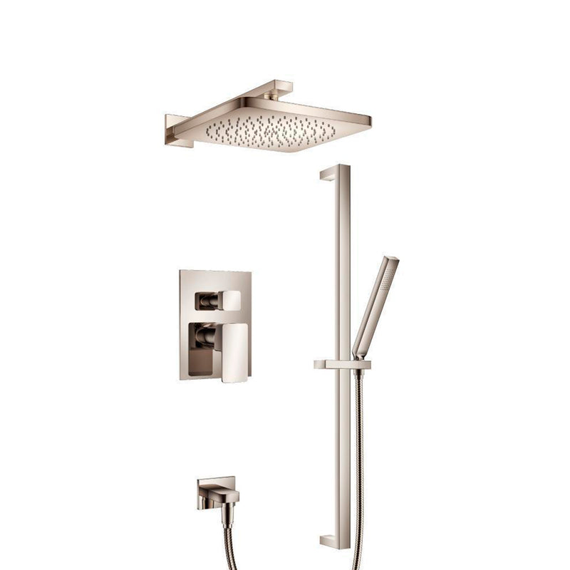 Serie 196 2 Way Pressure Balance Complete Shower Set - Wall Mount - 10" Brass/Polished Nickel
