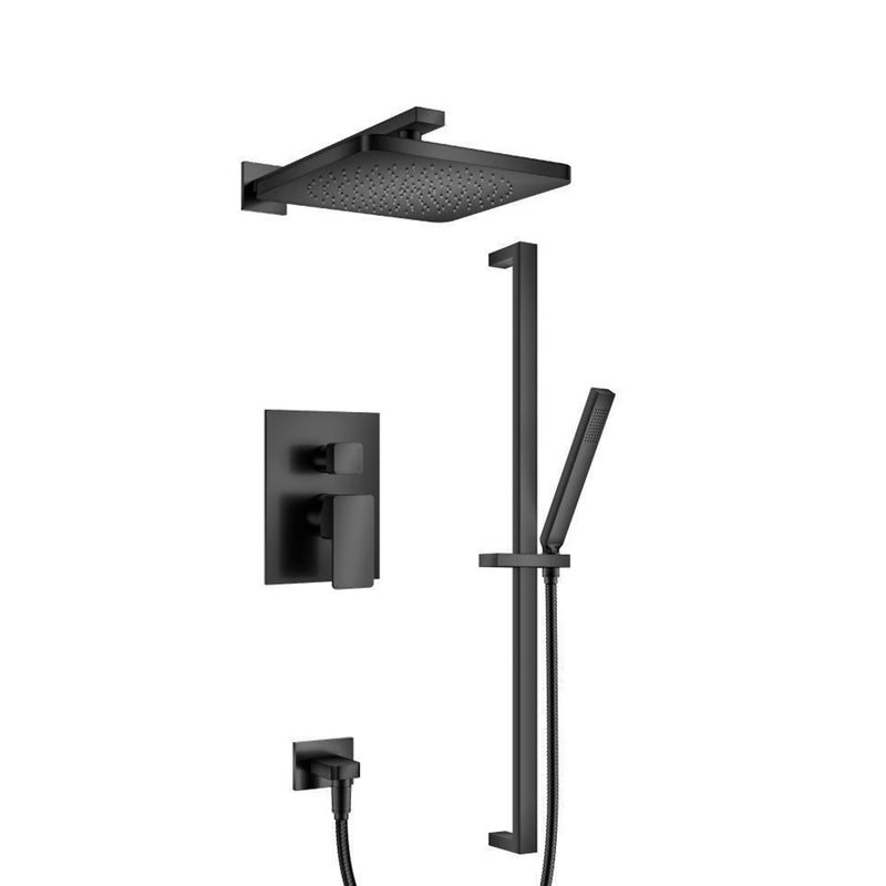 Serie 196 2 Way Pressure Balance Complete Shower Set - Wall Mount - 10" Brass/Matt Black