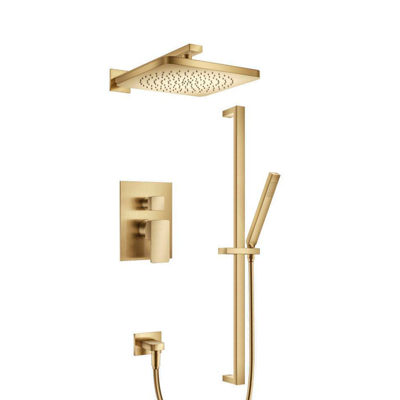Serie 196 2 Way Pressure Balance Complete Shower Set - Wall Mount - 10" Brass/Satin Brass