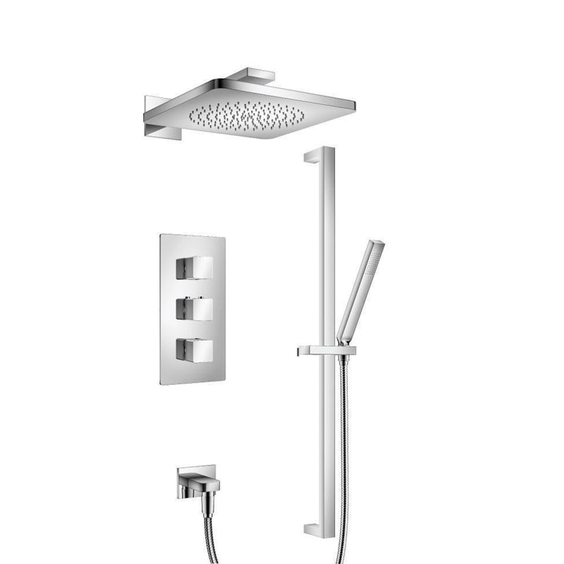 Serie 196 2 Way Thermostatic Complete Shower Set - Wall Mount - 12" Brass/Polished Chrome