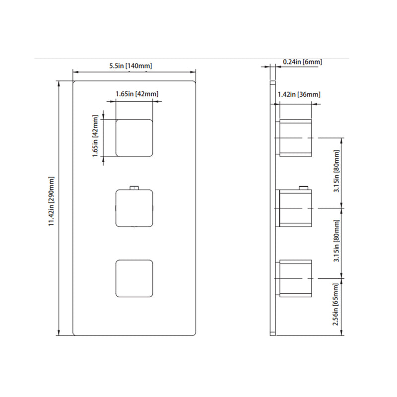 Serie 196 2 Way Thermostatic Complete Shower Set - Wall Mount - 12" Brass/Polished Chrome