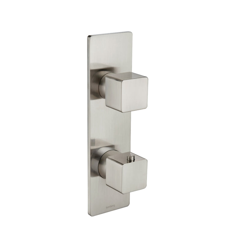 Serie 196 2 Way Thermostatic Complete Shower Set - Wall Mount - 12" Brass/Brushed Nickel
