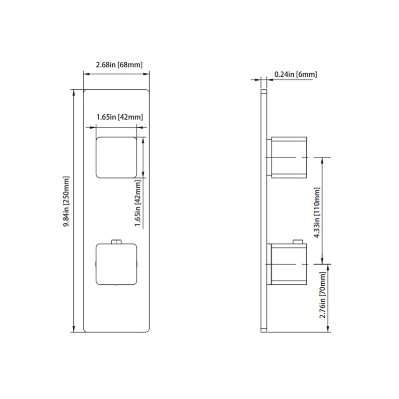 Serie 196 2 Way Thermostatic Complete Shower Set - Wall Mount - 12" Brass/Polished Nickel