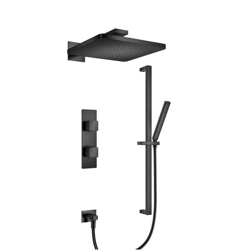 Serie 196 2 Way Thermostatic Complete Shower Set - Wall Mount - 12" Brass/Matt Black