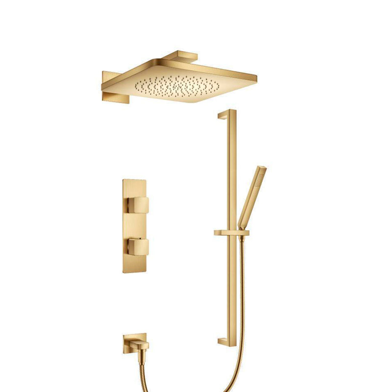 Serie 196 2 Way Thermostatic Complete Shower Set - Wall Mount - 12" Brass/Satin Brass